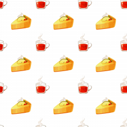 Clipart - Tea and cake seamless pattern