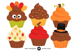 Thanksgiving Clip Art, Cupcakes Clipart, Holiday Cupcakes Clip Art -  Commercial Use, Instant Download