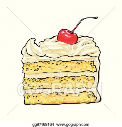 Vector Stock - Piece of layered cake with vanilla cream and ...