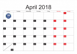 April 2018 Free Printable Calendar