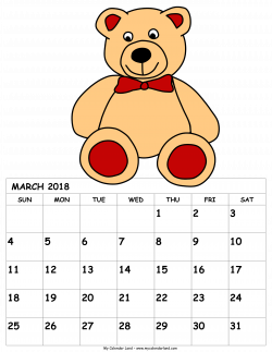March 2018 Calendar - My Calendar Land