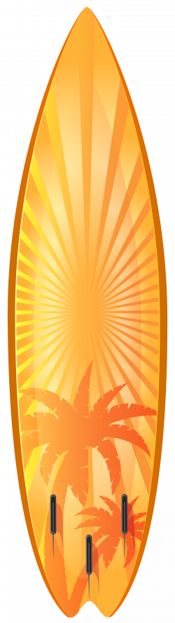 Orange Surfboard with Palm Trees Transparent PNG Clip Art Image ...