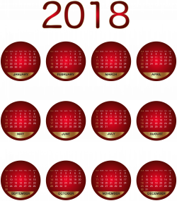 2018 Calendar Red Transparent PNG Image | Gallery Yopriceville ...