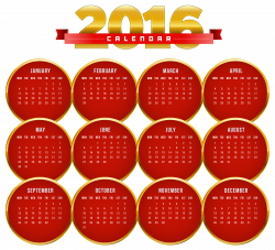 Transparent Red 2016 Calendar PNG Image | Gallery Yopriceville ...