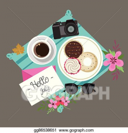 EPS Vector - Hello july welcome spring summer session donuts ...
