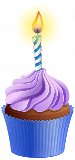 Birthday Cupcake with Candle PNG Clip Art Image | Gallery ...