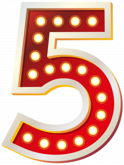 Red Number Five with Lights PNG Clip Art Image | Gallery ...