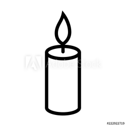 Lit wax candle / candlestick line art vector icon for apps ...