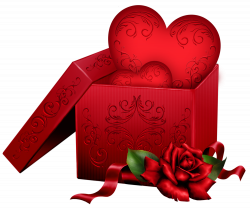 Transparent Gift Box with Heart and Rose PNG Clipart | Gallery ...