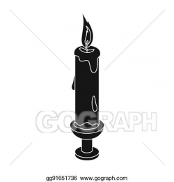 Drawing - Candle icon in black style isolated on white ...