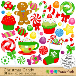Christmas Candy Clipart - Digital Clip Art - Christmas Elements - Personal  and commercial use