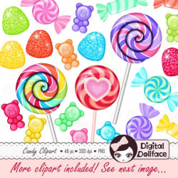 Rainbow Candy Clipart, Sweet Shop Birthday Candy Clip Art ...