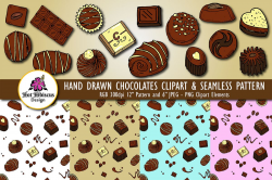 Chocolate Candy Confectionery Pattern and Clipart Bundle