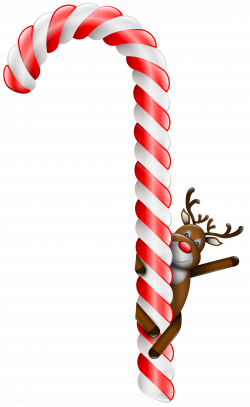 Transparent Large Christmas Candy Cane with Deer PNG Clipart ...
