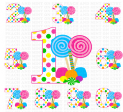 Candy Numbers Clip Art - Candy Numbers Clipart