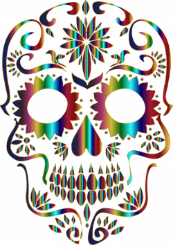 Clipart - Chromatic Sugar Skull Silhouette 3 No Background
