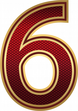 Red and Gold Number Six PNG Image | Gallery Yopriceville - High ...