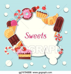Clip Art Vector - Background with colorful sticker candy ...