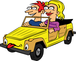 OnlineLabels Clip Art - Girl And Boy Driving Car Cartoon