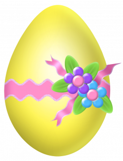 Easter Yellow Egg with Flower Decoration PNG Clipart Picture ...