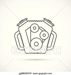Vector Stock - Car engine outline icon. Clipart Illustration ...