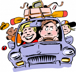Family Packed into Car - Vector Image
