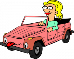 Clipart - Girl Driving Car Cartoon