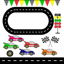 Racing Cars, Race Track Clipart / Checkered Flag/ graphic ...
