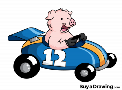 A cartoon pig in a race car that I drew for the heck of it. #pig ...