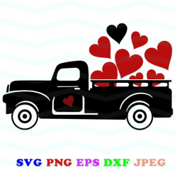Black truck svg, Red Truck svg, Valentine clip art, Love svg ...