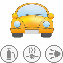 Clipart - Yellow car with symbolic signs for safety