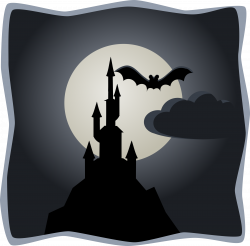 Clipart - Spooky castle in full moon