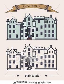 Vector Illustration - Scotland blair castle old architecture ...