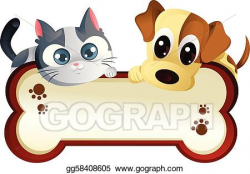 EPS Vector - Dog and cat with banner. Stock Clipart ...