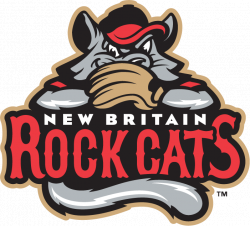New Britain Rock Cats Primary Logo (2007) - A cat wearing a baseball ...