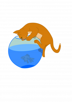 Clipart - Cat and fish