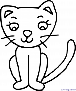 Kitty Cat Coloring Page 3 Clip Art - Sweet Clip Art