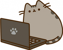 computer pusheen laptop cat - Sticker by Alissa Denae