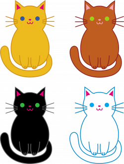 Set of Four Cute Cats - Free Clip Art