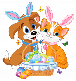 Cute Puppy and Kitten with Easter Bunny Ears and Basket | Gallery ...