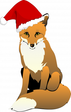 Clipart - Fox Wearing Santa Hat