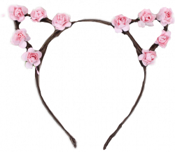 cat headband flowercrown flower kitty pink roses crown...