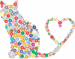 Clipart - Cat 2 Silhouette Heart Tail Circles Prismatic 3