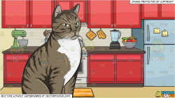 clipart #cartoon An Angry Domestic Cat and A Stove In The ...