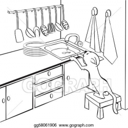 Vector Illustration - Cat in the kitchen. EPS Clipart ...