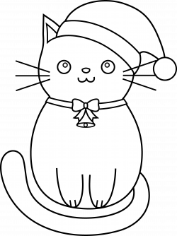 Christmas Cat Line Art - Free Clip Art