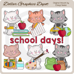 Scruffy Cat - School Days - Clip Art - $1.00 : Dollar ...
