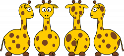 OnlineLabels Clip Art - Cartoon Giraffe (Front, Back And Side Views)