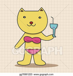 Vector Clipart - Animal cat summer cartoon theme elements ...