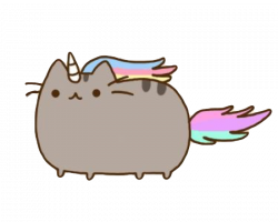 pusheen cat unicorn grey whiskers horn hair colors tail...